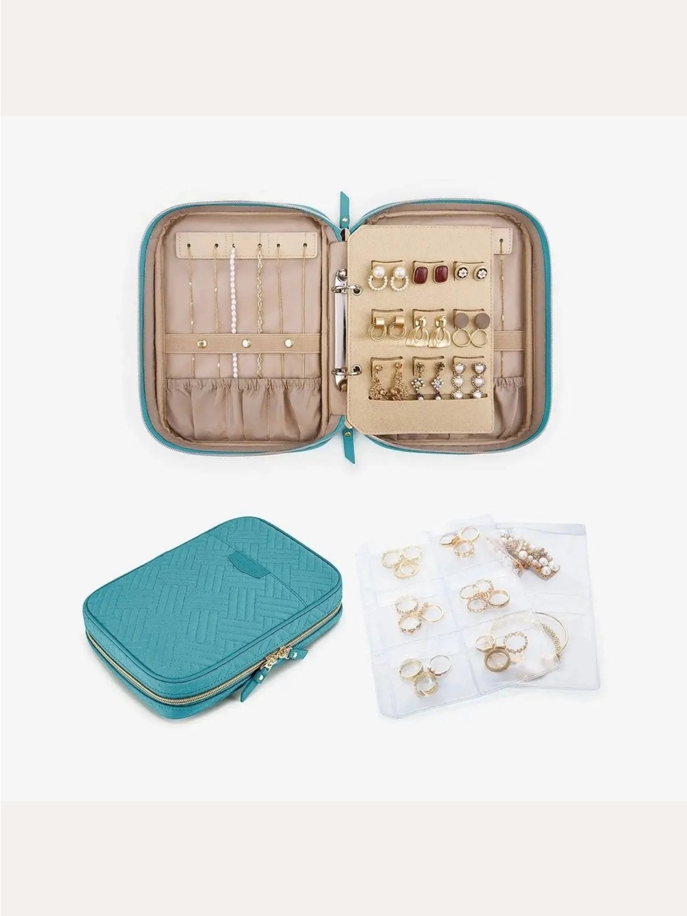 Bagsmart Dazzling Jewelry Organizer Case in Teal - Compact Women’s Accessory